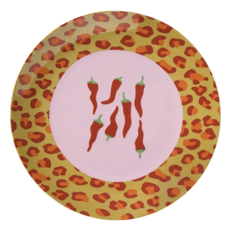 Ontbijtbord chili pepers - roze/rood - ø21x2 cm