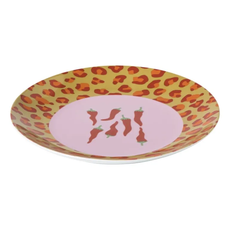 Ontbijtbord chili pepers - roze/rood - ø21x2 cm