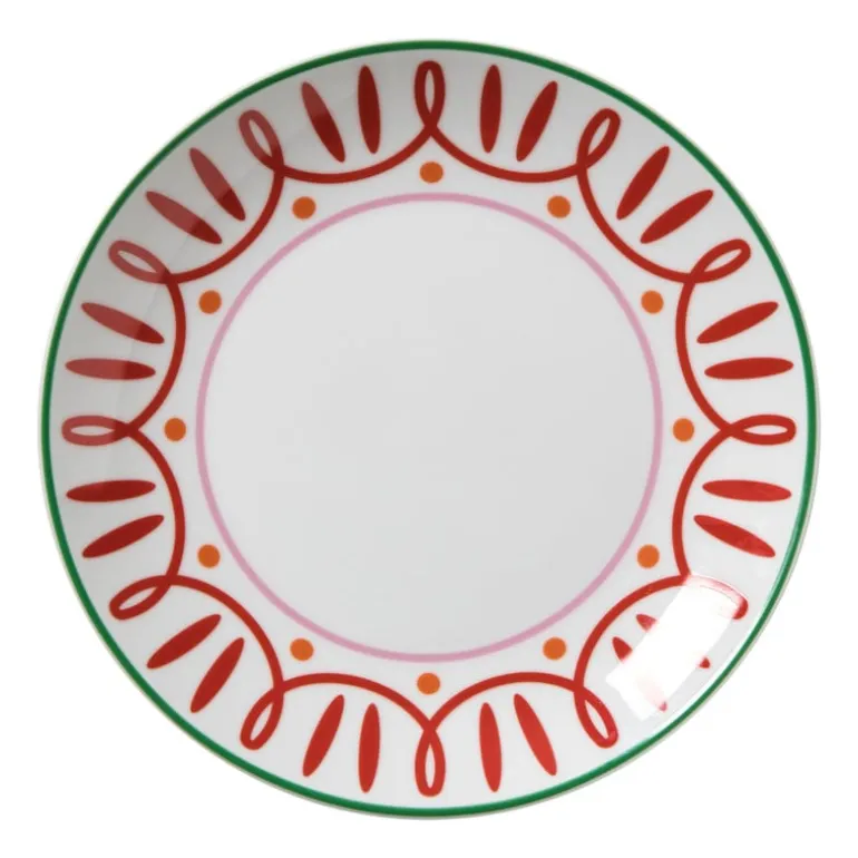 Ontbijtbord holly jolly - rood - ø20.6x2.5 cm