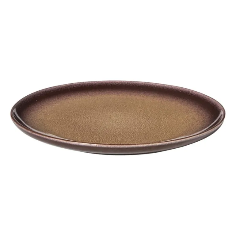 Ontbijtbord Olivia - bordeauxrood/beige - ø22x2 cm