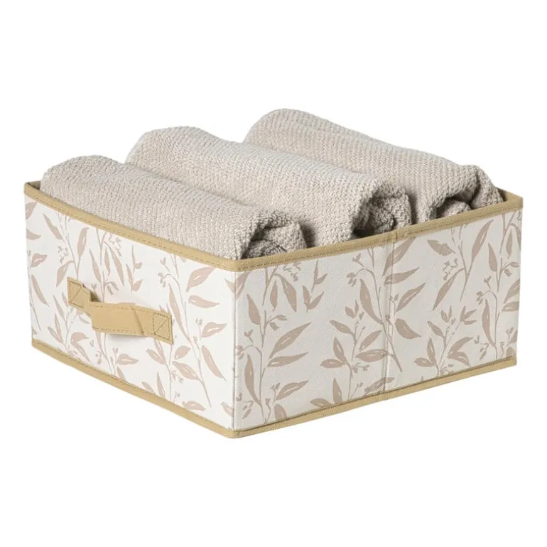 Opbergdoos leafs - bruin/beige - 15x30x30 cm