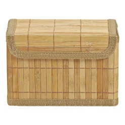 Opbergmand met deksel - bamboe - 14x20x10 cm