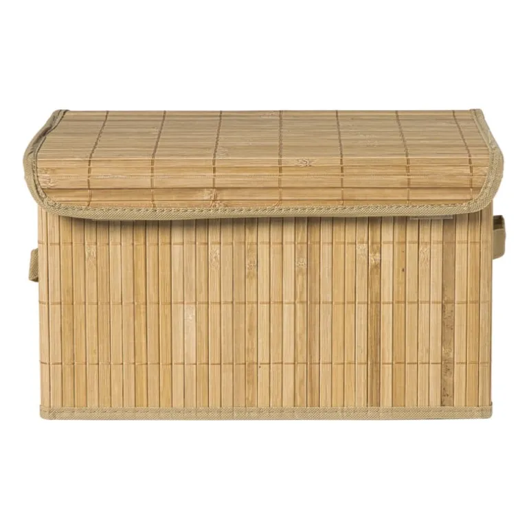 Opbergmand met deksel groot - bamboe - 25x38x22 cm