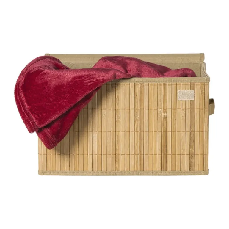 Opbergmand met deksel groot - bamboe - 25x38x22 cm