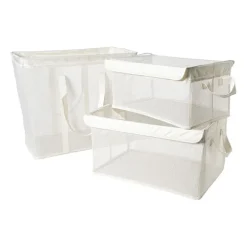 Opbergmand met handvatten - wit - 25x44x20 cm