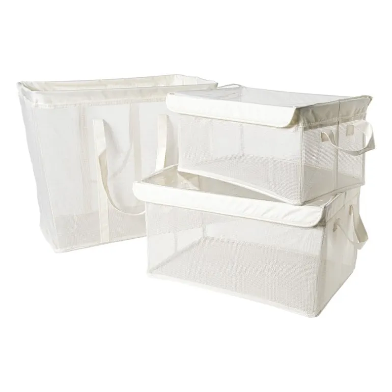 Opbergmand met handvatten - wit - 25x44x20 cm