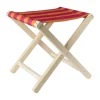 Opvouwbaar strandkrukje streep - roze/rood - 37x32x35 cm
