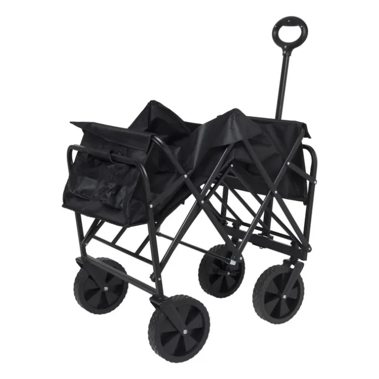 Opvouwbare bolderkar - zwart - 103x54x108 cm