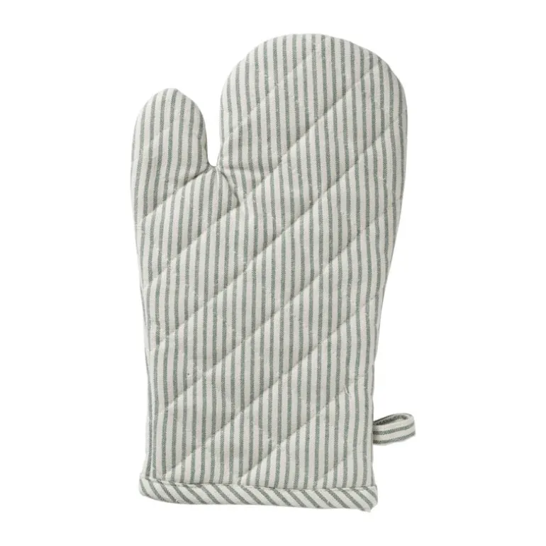 Ovenwant gestreept - groen/wit - 18x32 cm