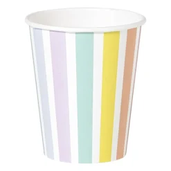 Papieren bekers gestreept pastel - set van 6
