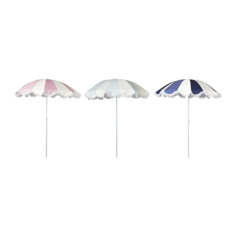 Parasol gestreept - lichtblauw/wit - ø160x180 cm