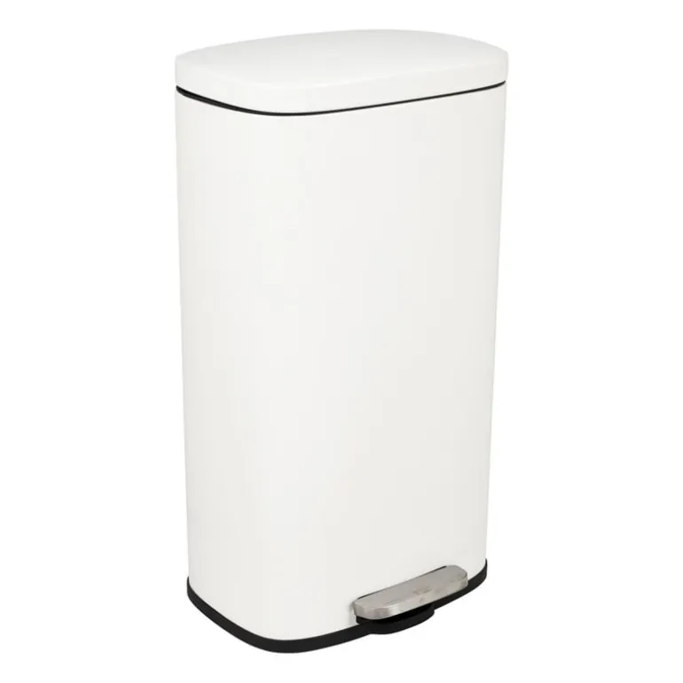 Pedaalemmer rechthoek - mat wit - 30 liter