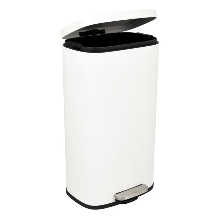 Pedaalemmer rechthoek - mat wit - 30 liter