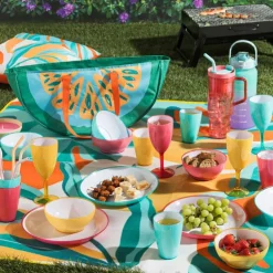 Picknickplaid - multikleur - polyester - 130x170 cm
