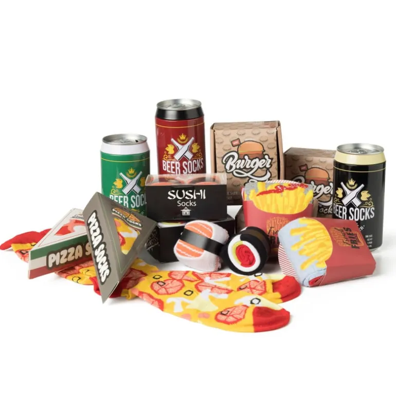 Pizza sokken - diverse varianten - maat 42-47