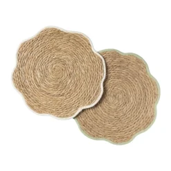 Placemat bloem wit - zeegras - ø38 cm