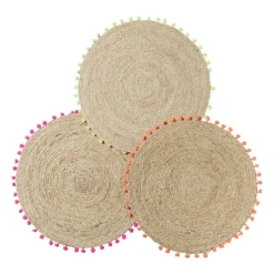 Placemat pompom - groen - ø38 cm