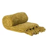 Plaid chenille met kwastjes Mieke - geel - 170x130 cm