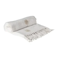 Plaid palmboom - beige/goud - 170x130 cm
