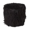 Poef fluffy - zwart - 38x42x42 cm