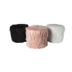 Poef fluffy - zwart - 38x42x42 cm