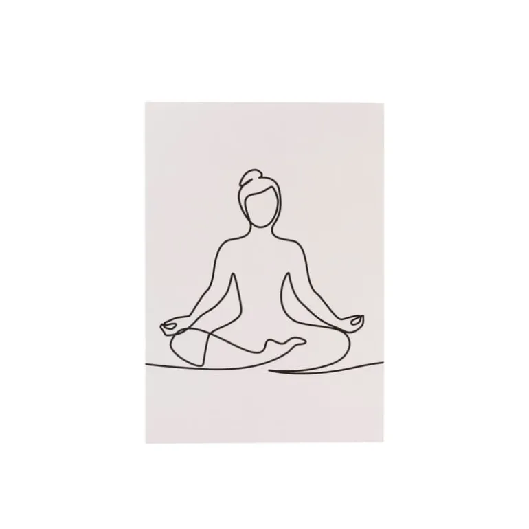 Poster mediteren - beige/zwart - 13x18 cm