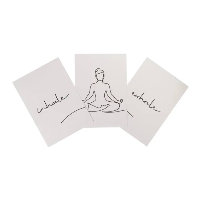 Poster mediteren - beige/zwart - 13x18 cm