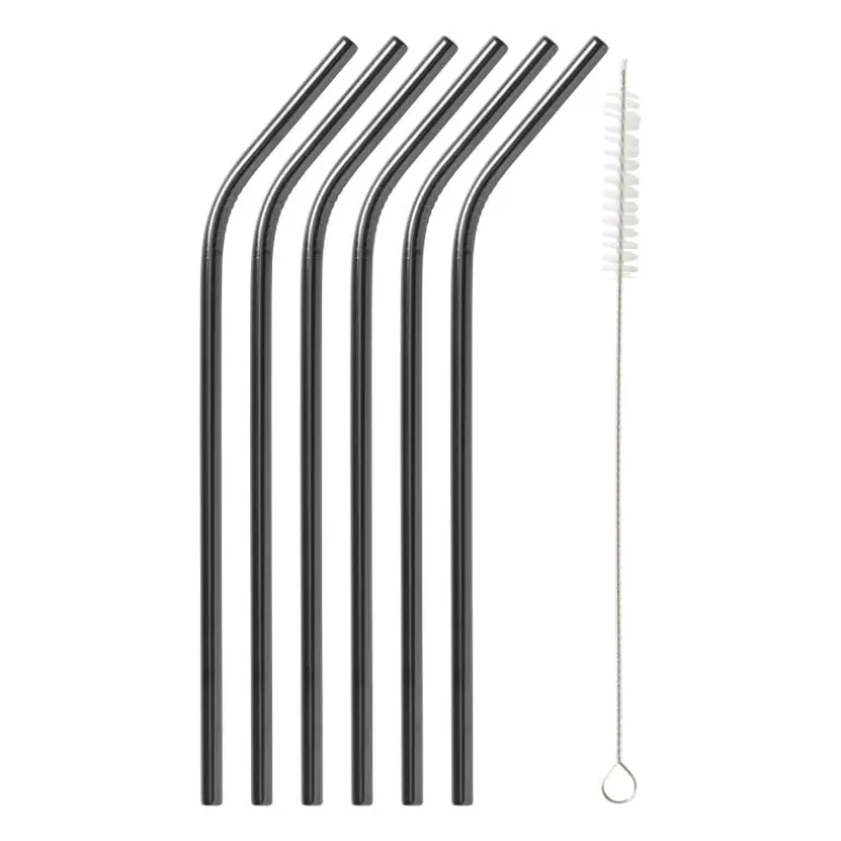 Rietjes RVS - zwart - set van 6