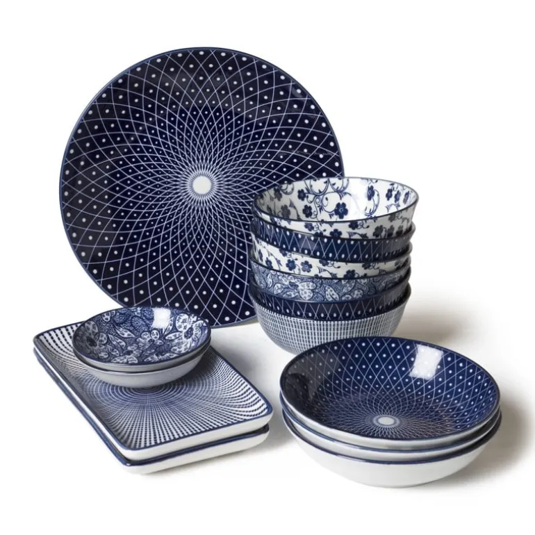 Schaal blue print - stripes - ⌀21 cm