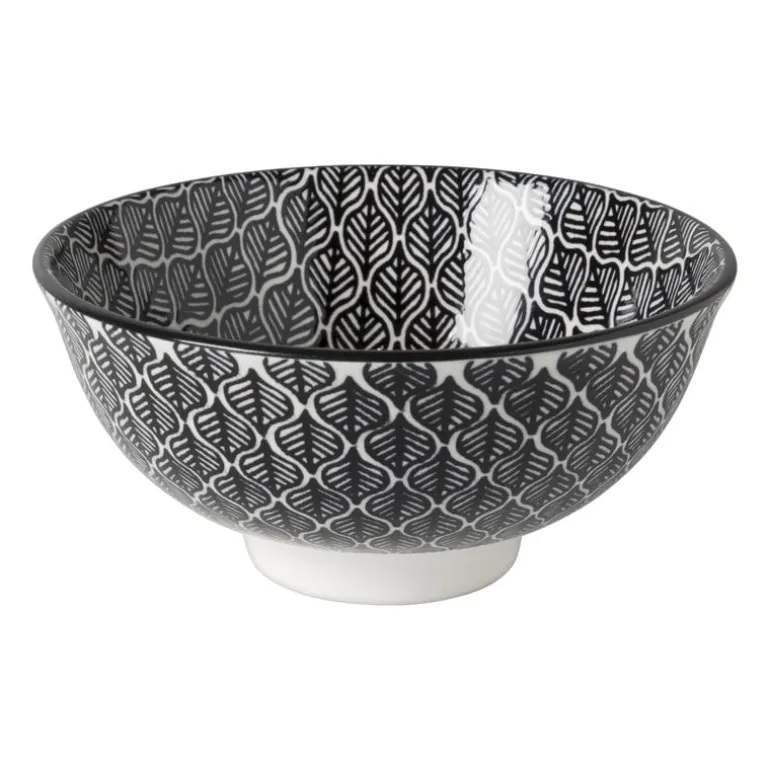 Schaaltje black print blaadjes - ø12x6 cm