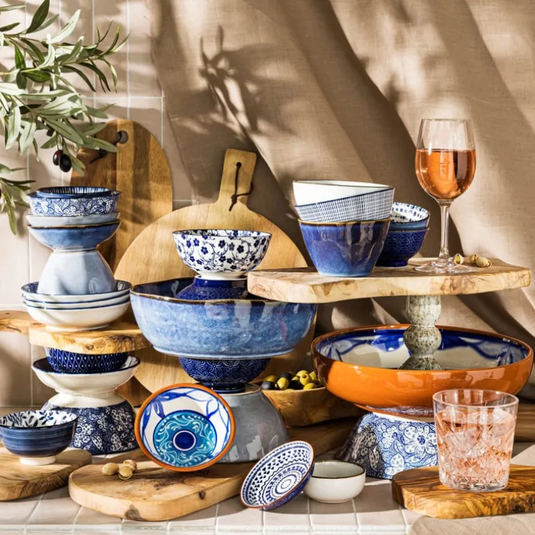 Schaaltje blue print - botanic - ⌀14 cm