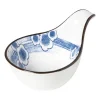 Schaaltje Mico met handvat bloemen - blauw/wit - 3x8x12.5 cm