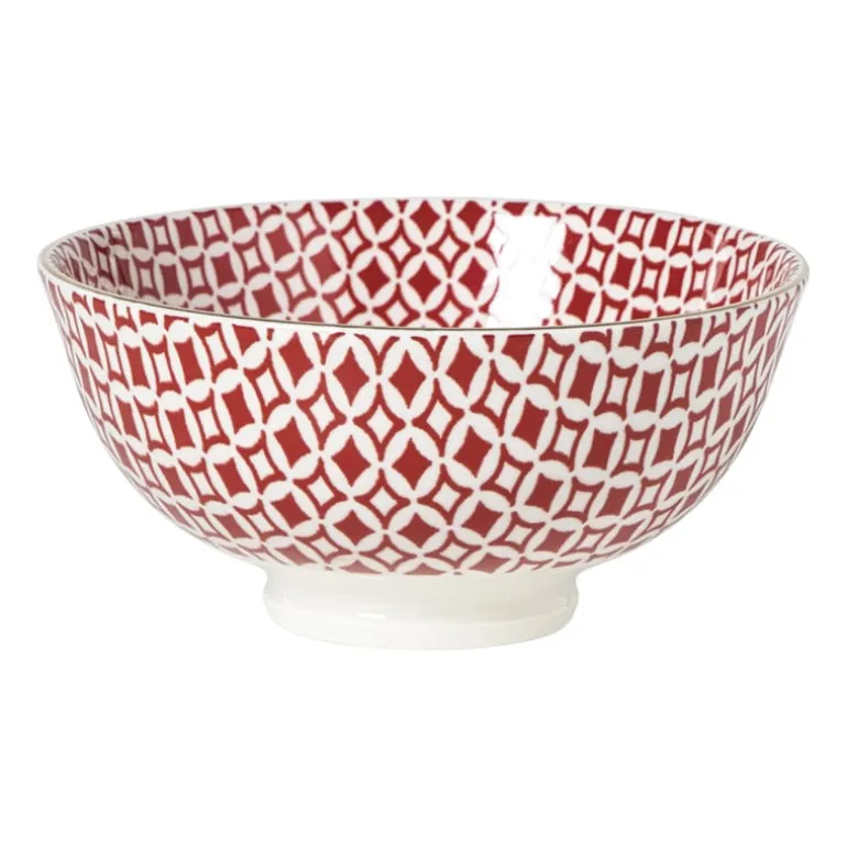 Schaaltje Mirna bloem klein - rood/wit - ø12x5.8 cm