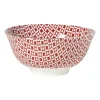 Schaaltje Mirna ruit groot - rood/wit - ø15.5x7 cm