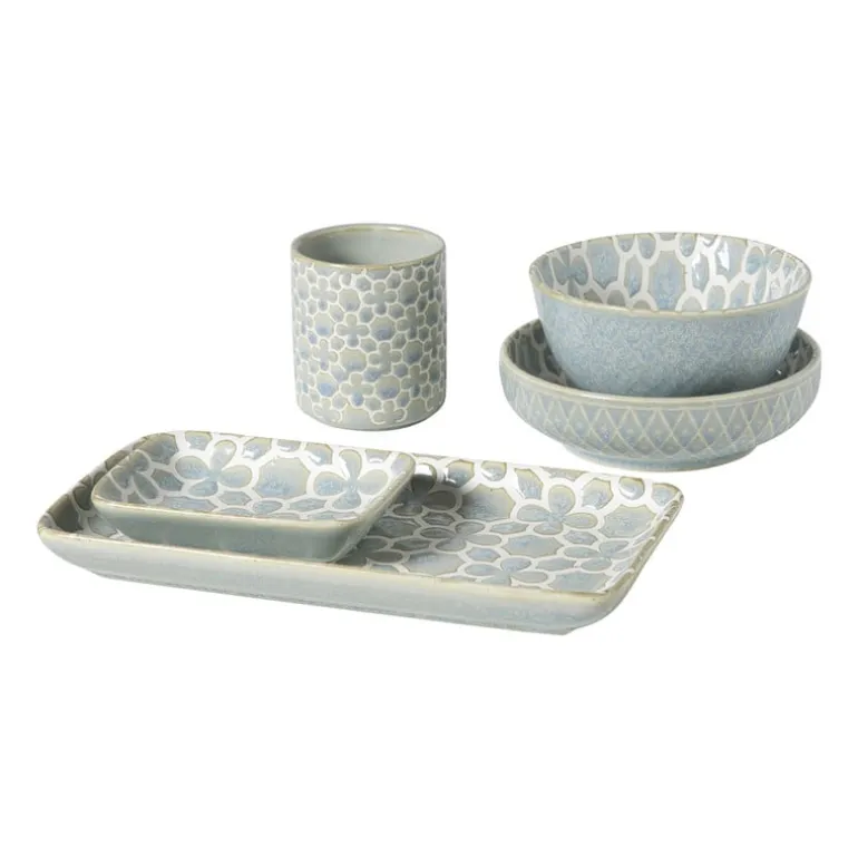 Schaaltje Nori rechthoekig - lichtblauw/wit - 2x10x7.5 cm