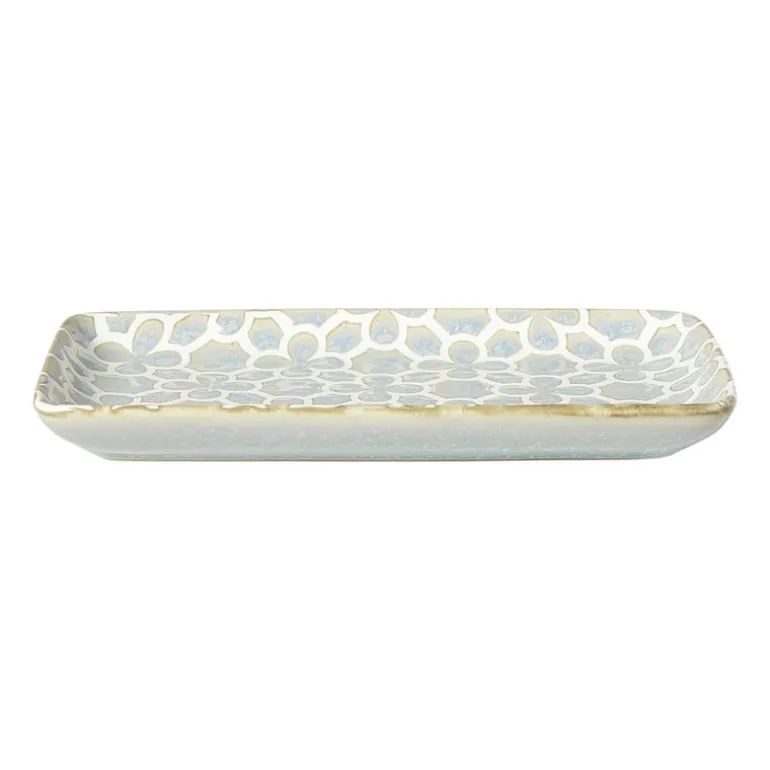 Schaaltje Nori rechthoekig - lichtblauw/wit - 2x20.5x11 cm