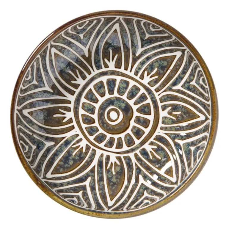 Schaaltje Nori rond - blauw/bruin - ø12x3.5 cm