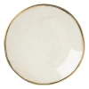 Schoteltje met gouden rand - beige - ø9 cm