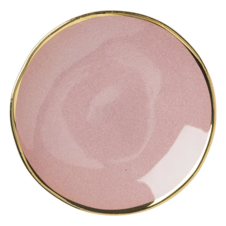 Schoteltje met gouden rand - roze - ø9 cm