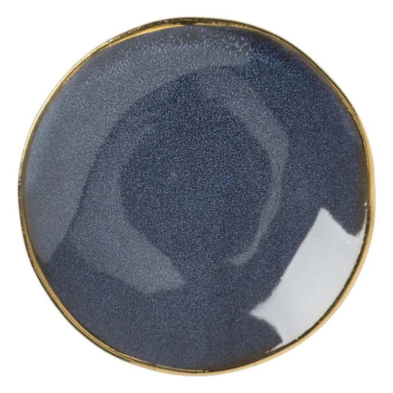 Schoteltje met gouden rand - donkerblauw- ø9 cm