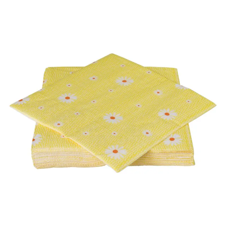 Servet bloem - geel/oranje - set van 12 - 33x33 cm