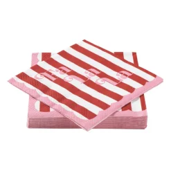 Servet fa la la - roze/wit - 33x33 cm