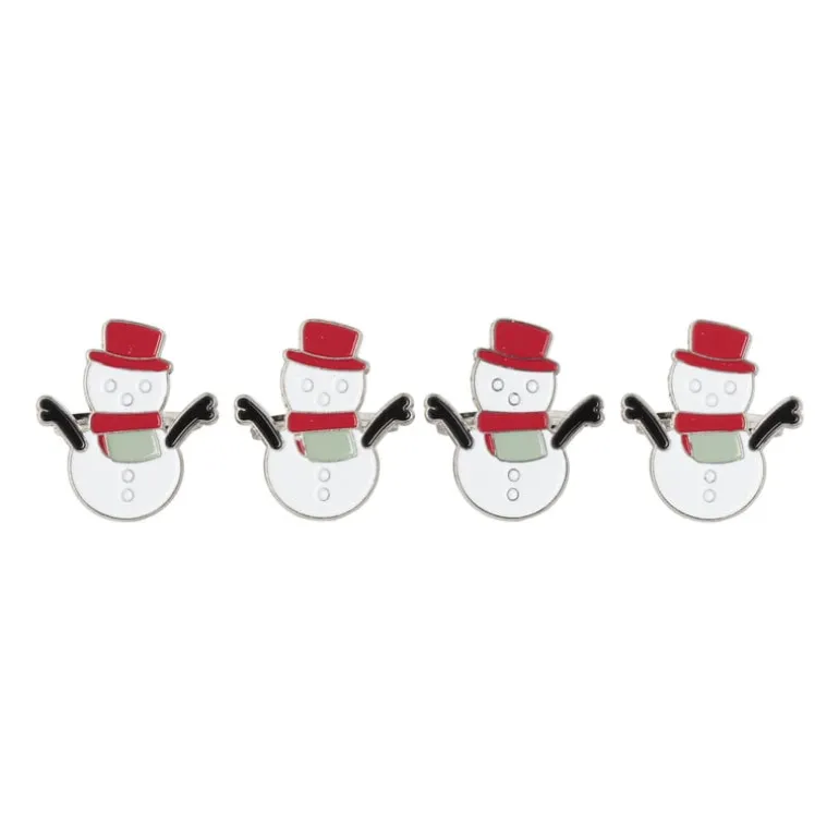 Servetring sneeuwpop - set van 4 - ø5 cm
