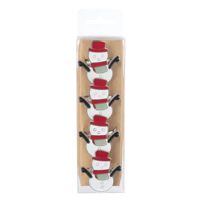 Servetring sneeuwpop - set van 4 - ø5 cm