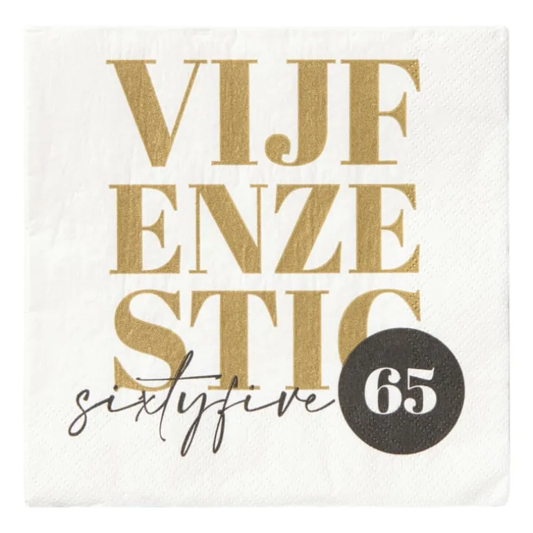 Servetten 65 jaar - goudkleurig - set van 20