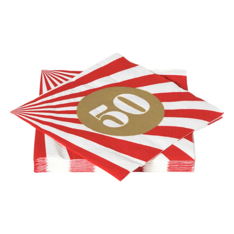 Servetten 50 jaar - rood - set van 20