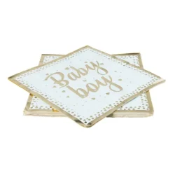 Servetten baby boy - blauw/goudkleurig - set van 8