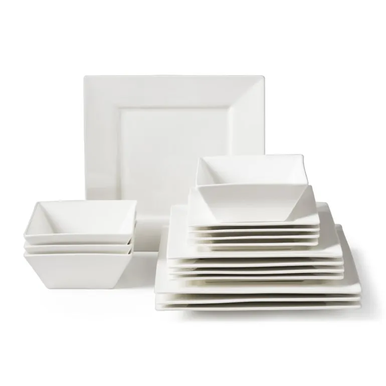 Serviesset - 16-delig - vierkant - wit - 4 persoons
