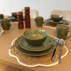 Serviesset reactive glaze - groen - 16-delig