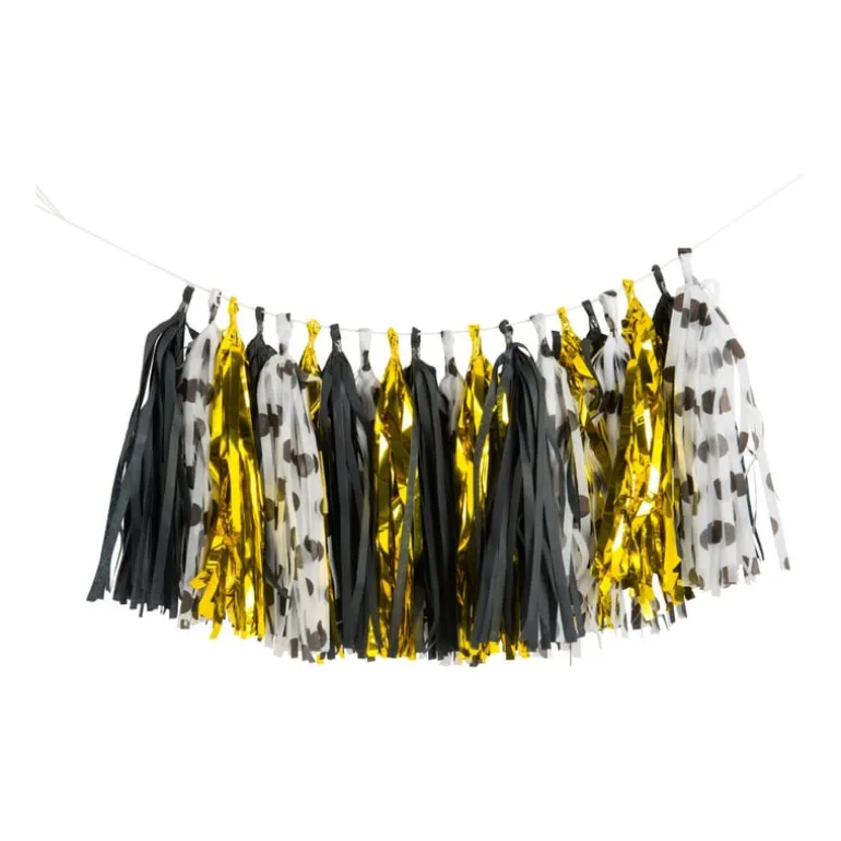 Slinger tassel - zwart/wit/goud - 2,5 meter